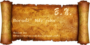 Borsó Nándor névjegykártya